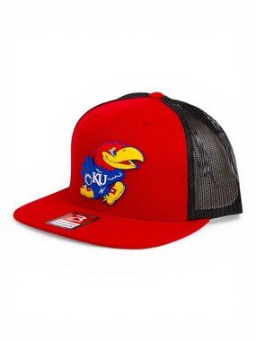 Kansas Jayhawks 3D Wool Blend Flat Bill Hat- Red/ Black